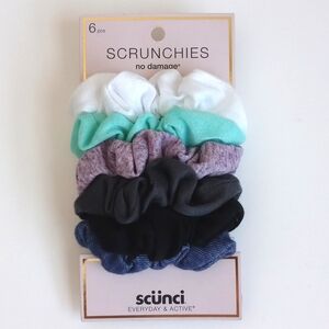 6 Scunci Everyday & Active Hair Scrunchies - Multicolor 6 Set Large No Damage